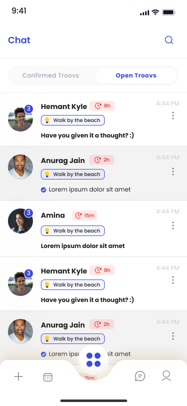 Activity discovery screen