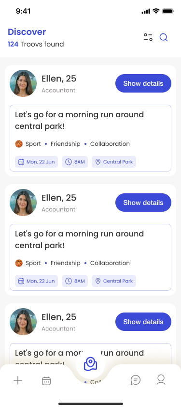 Activity discovery screen