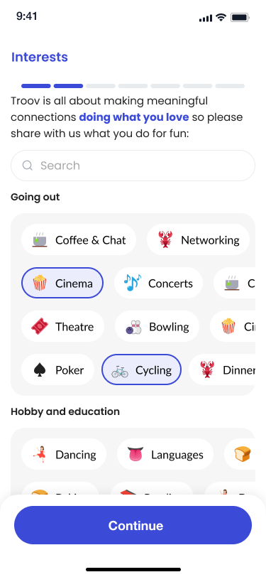 Activity discovery screen